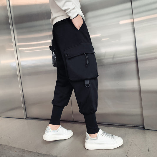 Men's Hong Kong-style Slim-fit Multi-pocket Work Pants