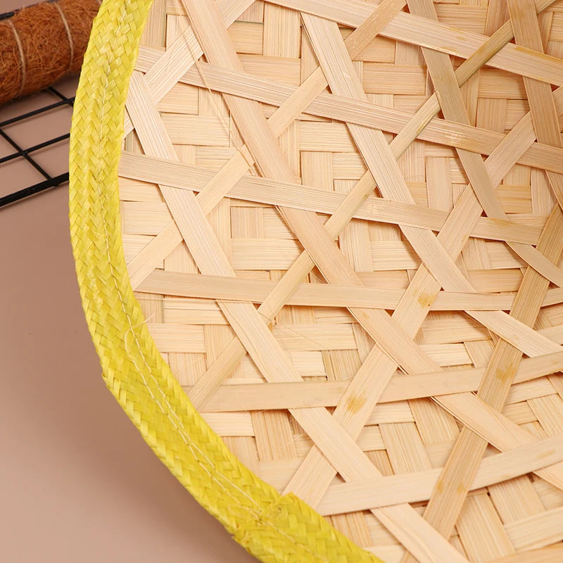 1PC Chinese Retro Bamboo Rattan Fisherman Hat Handmade Weave Straw Bucket Hat Tourism Rain Dance Props Cone Fishing Sunshade Hat