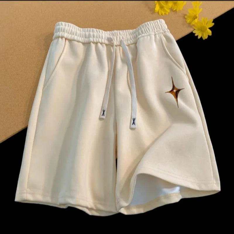 M-8XL 2024 Summer New Ins American Simple Print Shorts Men's China-Chic Versatile Sports Shorts