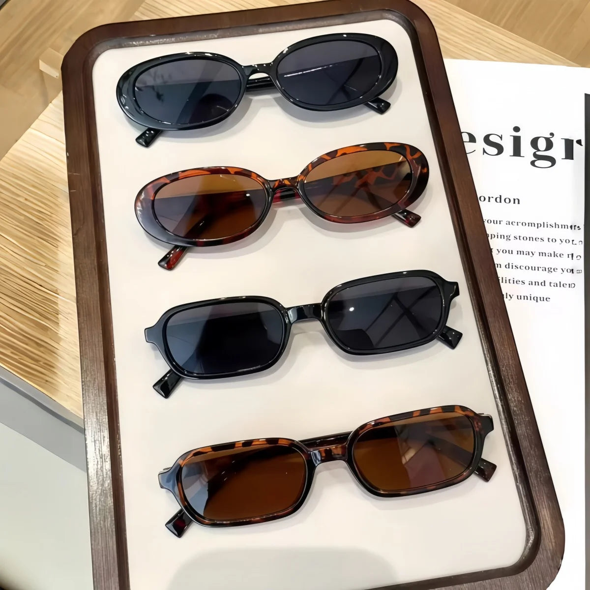 4pcs European and American retro fashion unisex small oval frame sunglasses trendy and versatile summer sun shading, sun protect