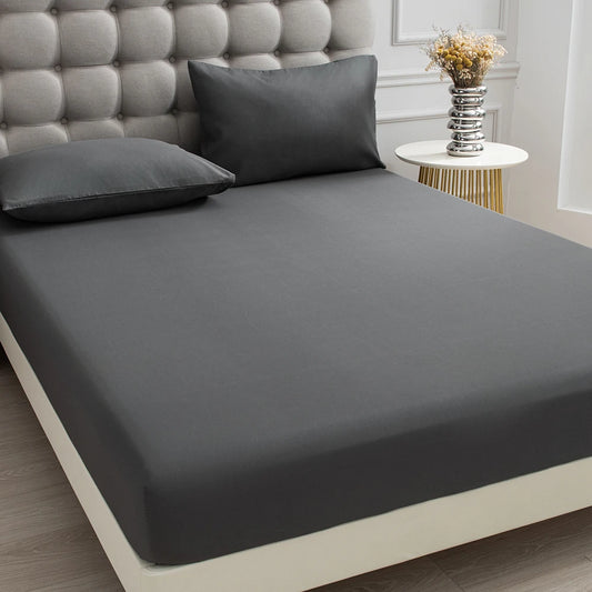 3pc Solid Color Fitted Sheet Set Brushed fabric Soft Comfortable Breathble Bedding Set for Bedroom 1 bed sheet with 2 pillowcase