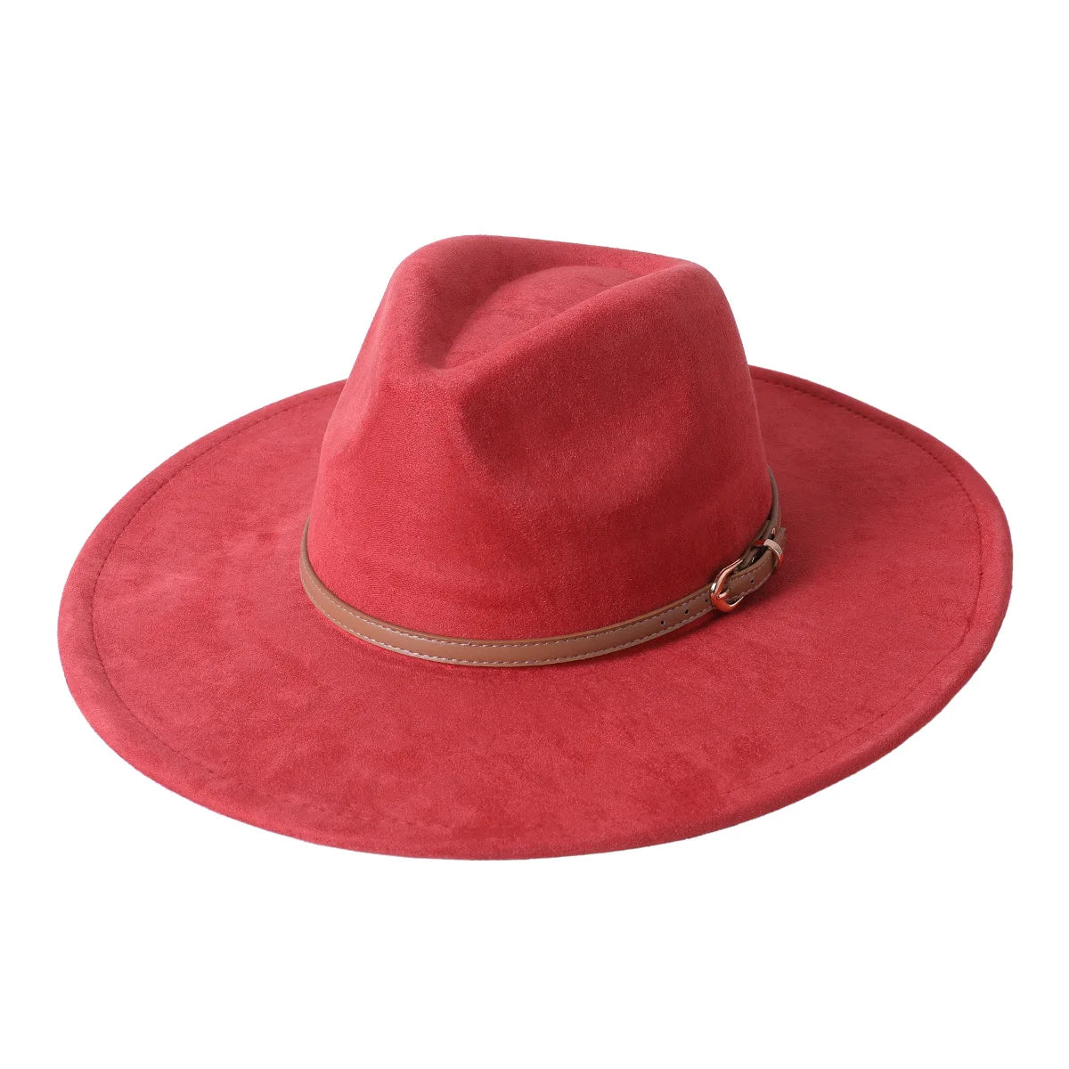 Vegan suede hat belt accessories heart-shaped wide-brimmed fedora hat for men and women felt jazz hat classic chapeau femme