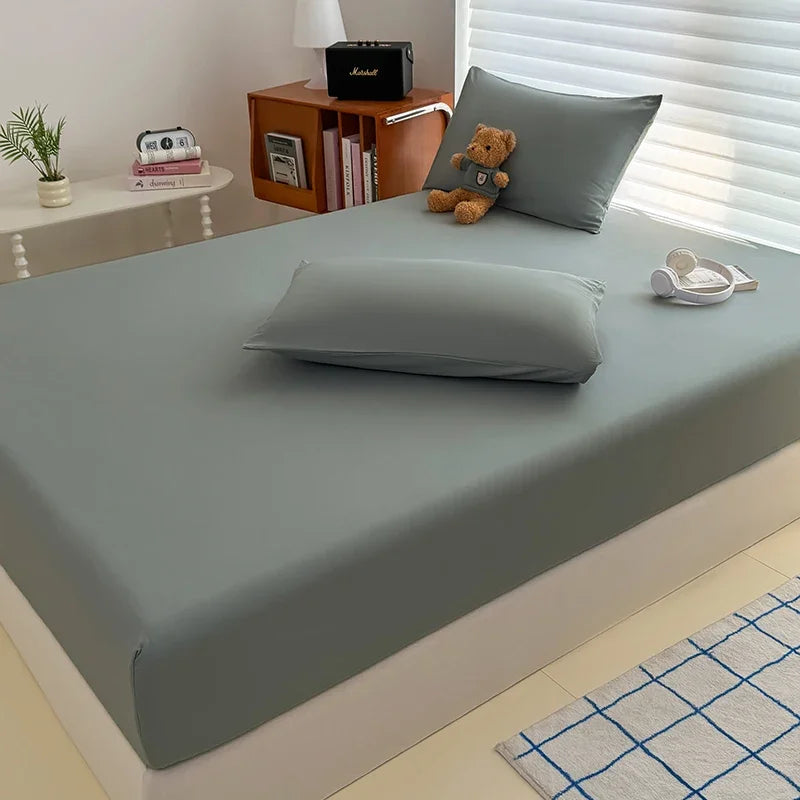 Washed Fitted Sheet with Elastic Bands Non Slip Adjustable Mattress Cover for Single Double King Queen Bed 90x200 150x200 180