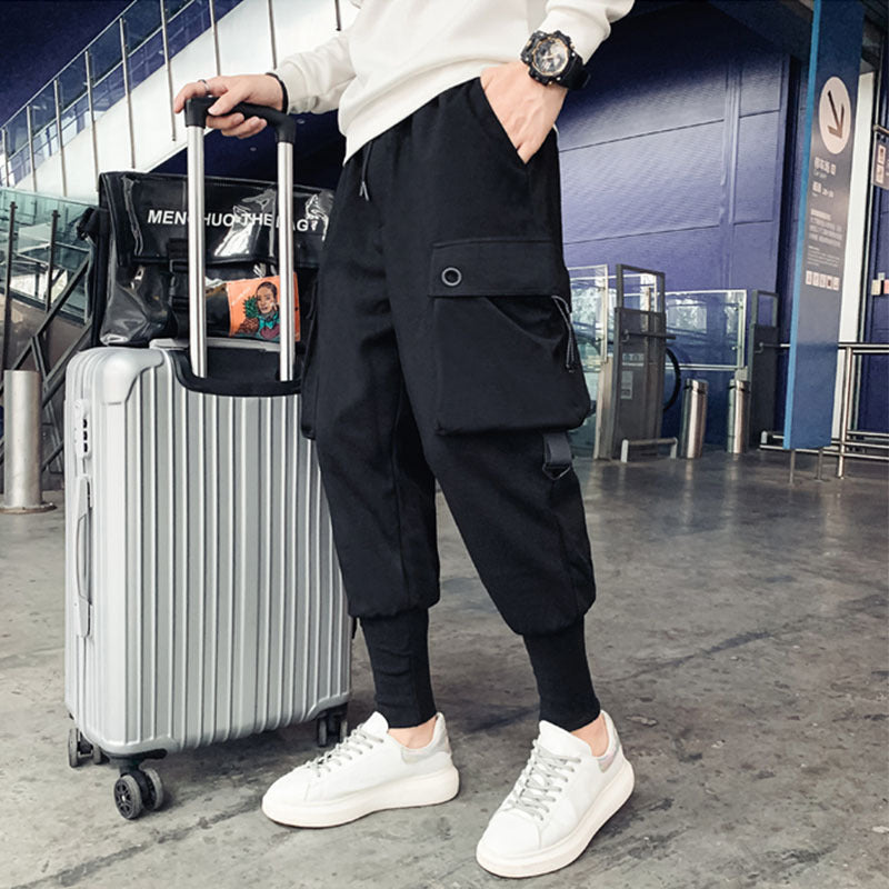 Men's Hong Kong-style Slim-fit Multi-pocket Work Pants