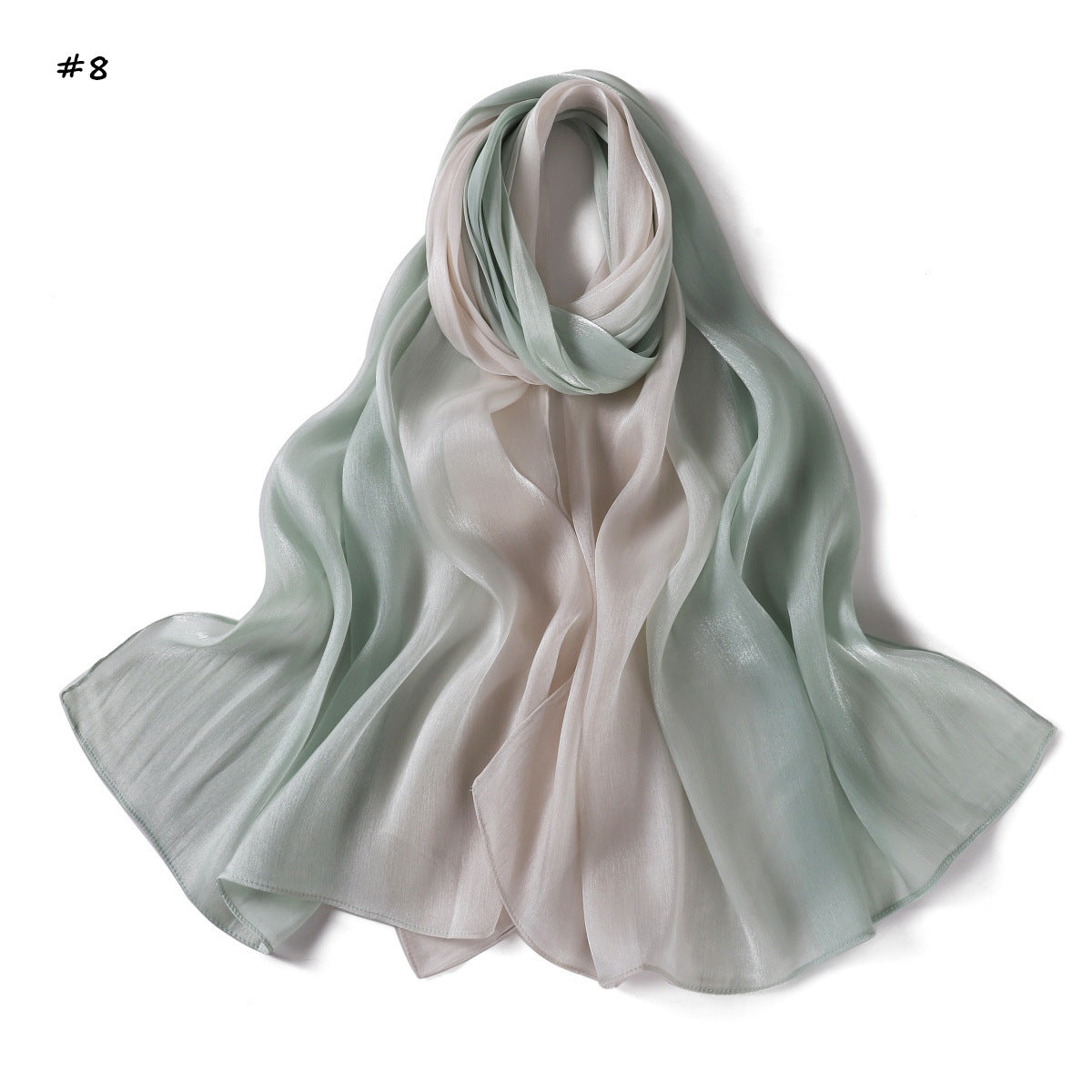 Gradient-colored Island Satin Crinkle Long Scarfnecktie