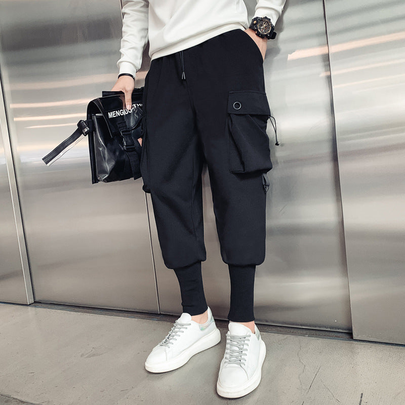 Men's Hong Kong-style Slim-fit Multi-pocket Work Pants