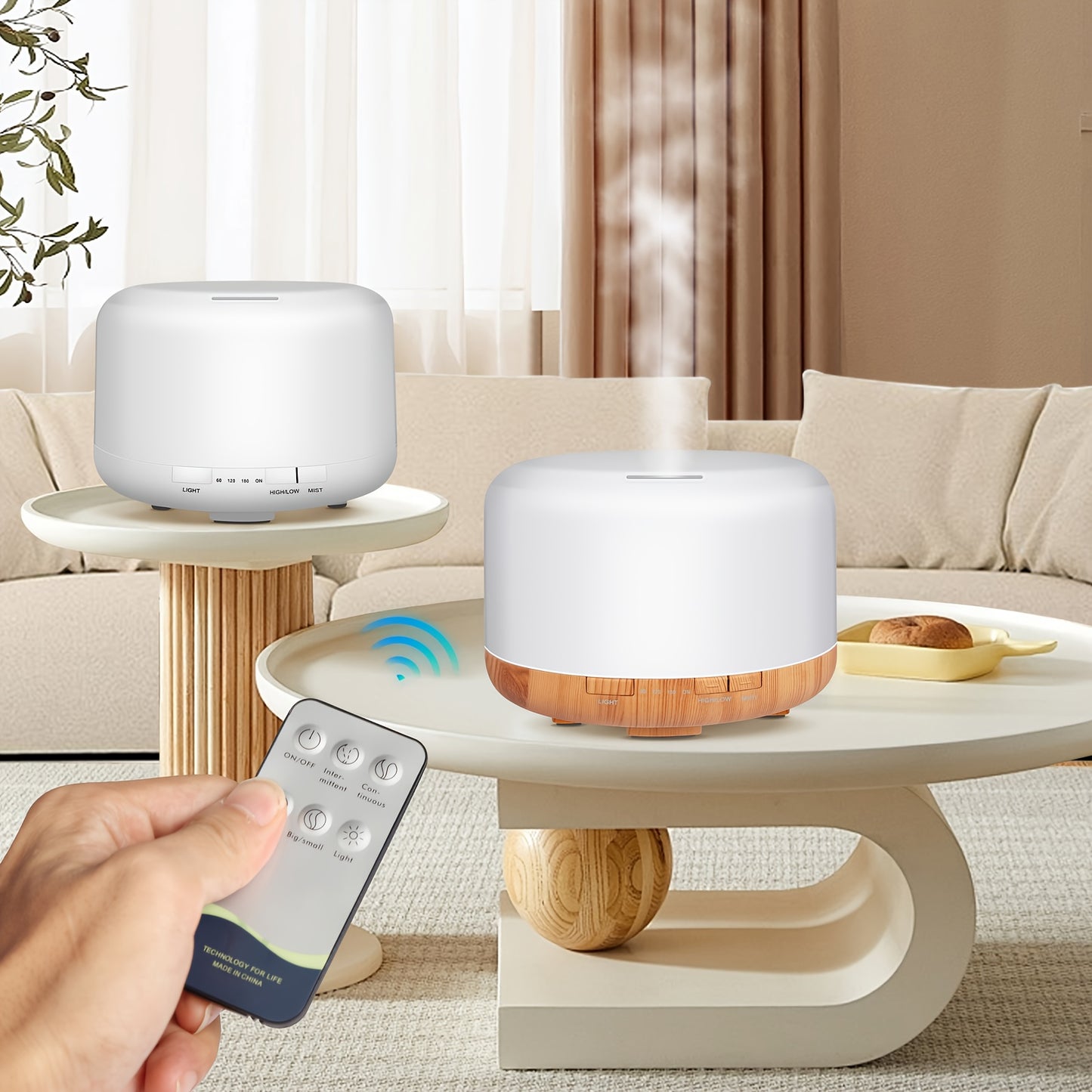 [Essential Oil Diffuser] 500ml Essential Oil Diffuser with Remote Control & LED Lamp - USB-Powered Aroma Humidifier for Home, Office, Spa - Quiet Operation, Safe Low Voltage (36V), Compact Design - Compatible with Essential O