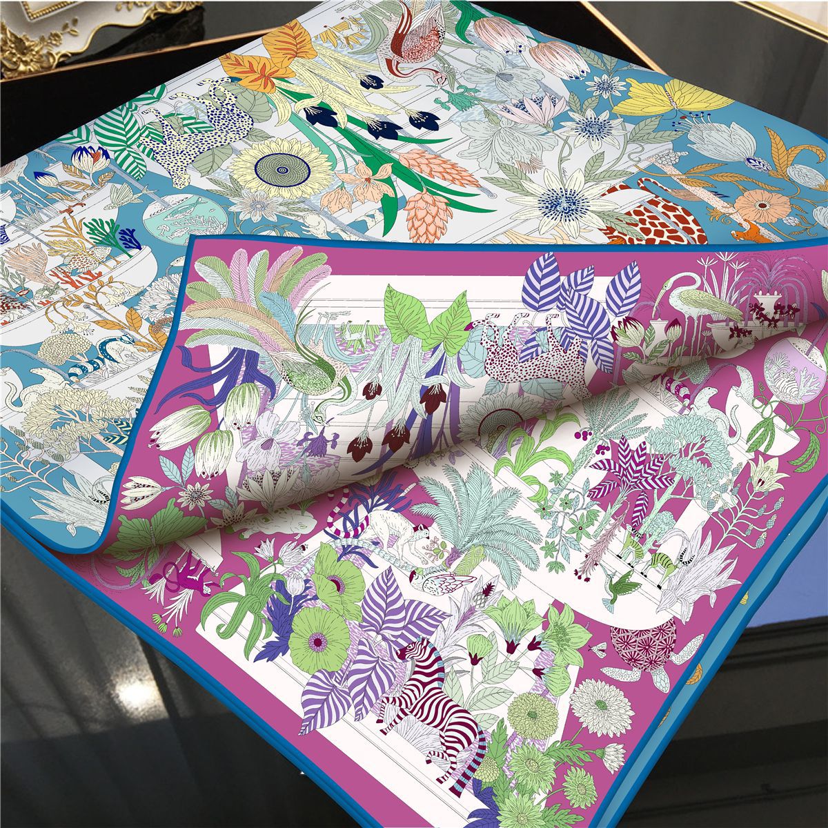 90cm Small Square Silk Scarf Vintage 3D Letter Double-Sided Print