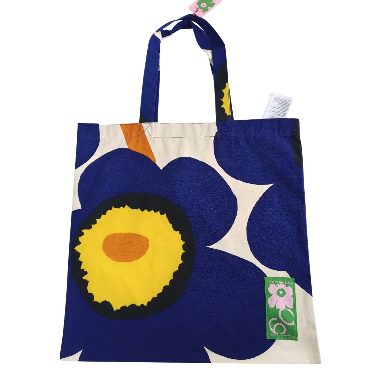 Blue & Ivory Floral Cotton Tote Bag 44cmx 43cm