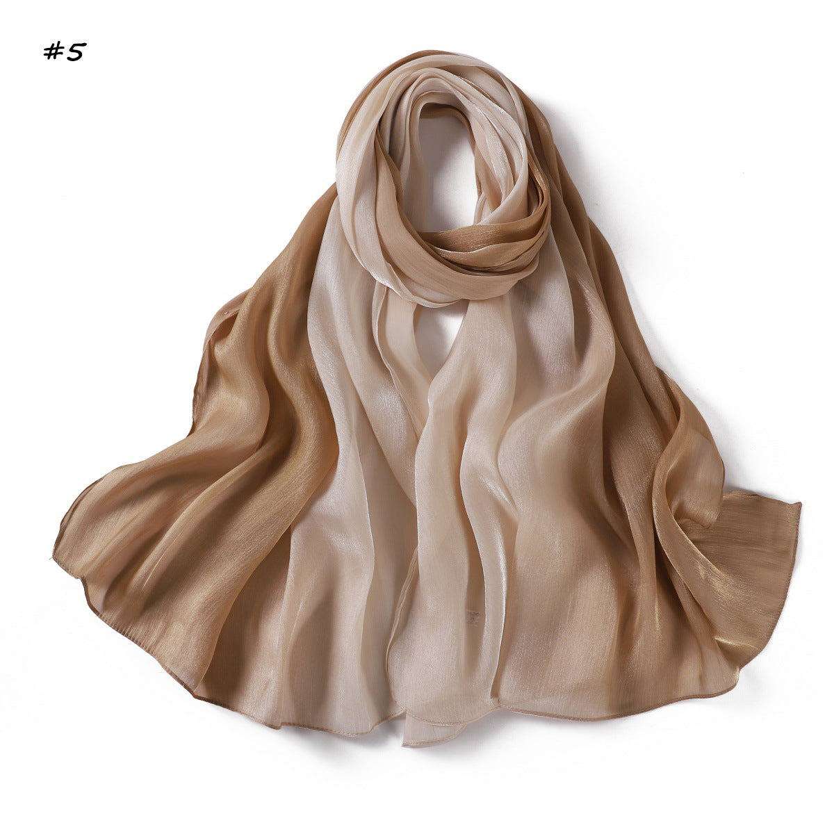 Gradient-colored Island Satin Crinkle Long Scarfnecktie