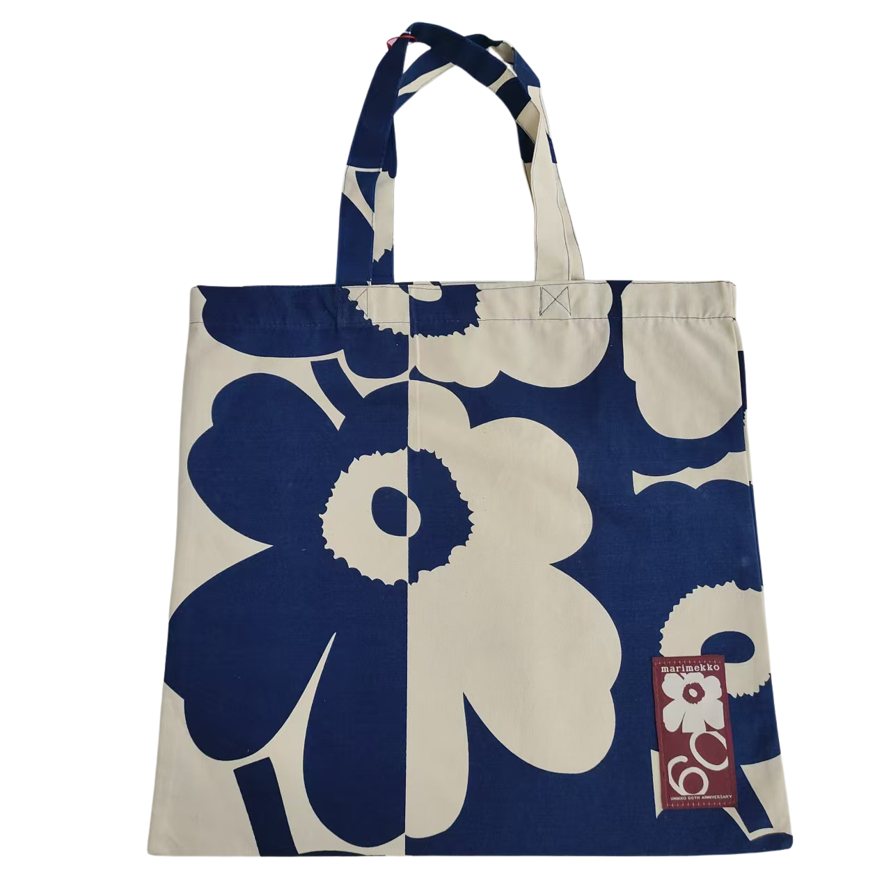 Blue & Ivory Floral Cotton Tote Bag 44cmx 43cm