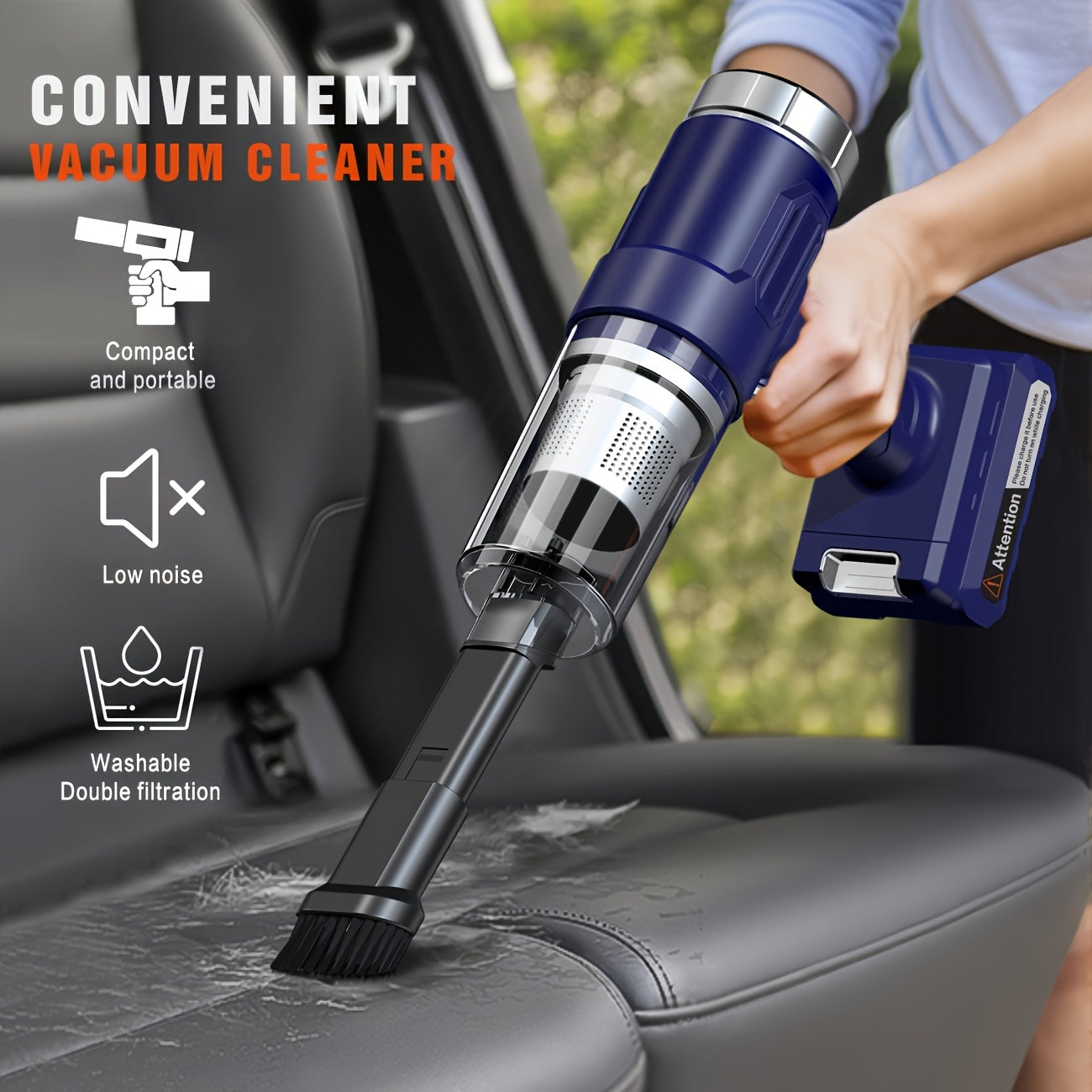 Powerful Car Vacuum Cleaner with Wireless Convenience, Ideal for Collecting Dust in Vehicles And Homes. Great for Automotive Use, It Effectively Cleans Gaps And Is Suitable for Cars, Rvs, Kitchens, Floors, And Various Other C
