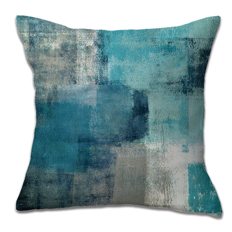Textured Blue Abstract Cushion Cover