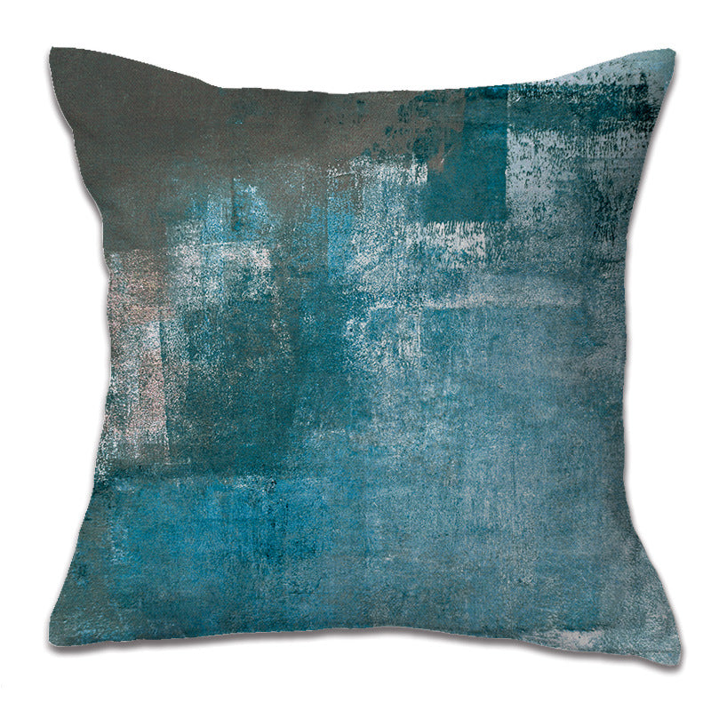 Modern Orange & Navy Geometric Cushion Cover | Decorative Throw Pillow