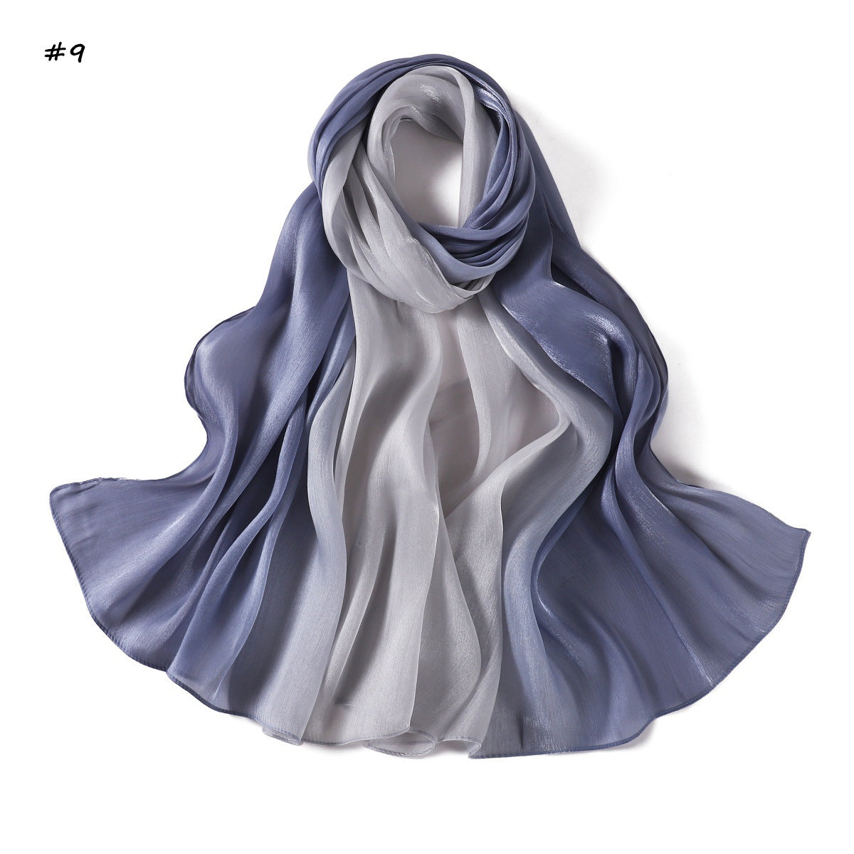 Gradient-colored Island Satin Crinkle Long Scarfnecktie