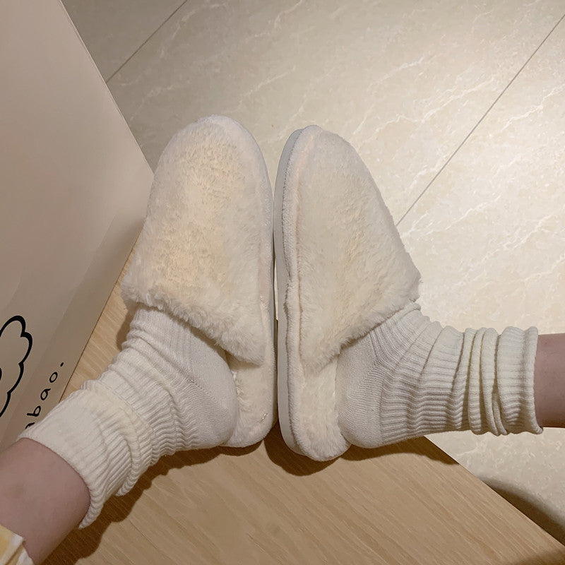 Cotton Slippers Non-Slip Women's Home Comfort Confinement Plush Plush Warm Cotton Slippers