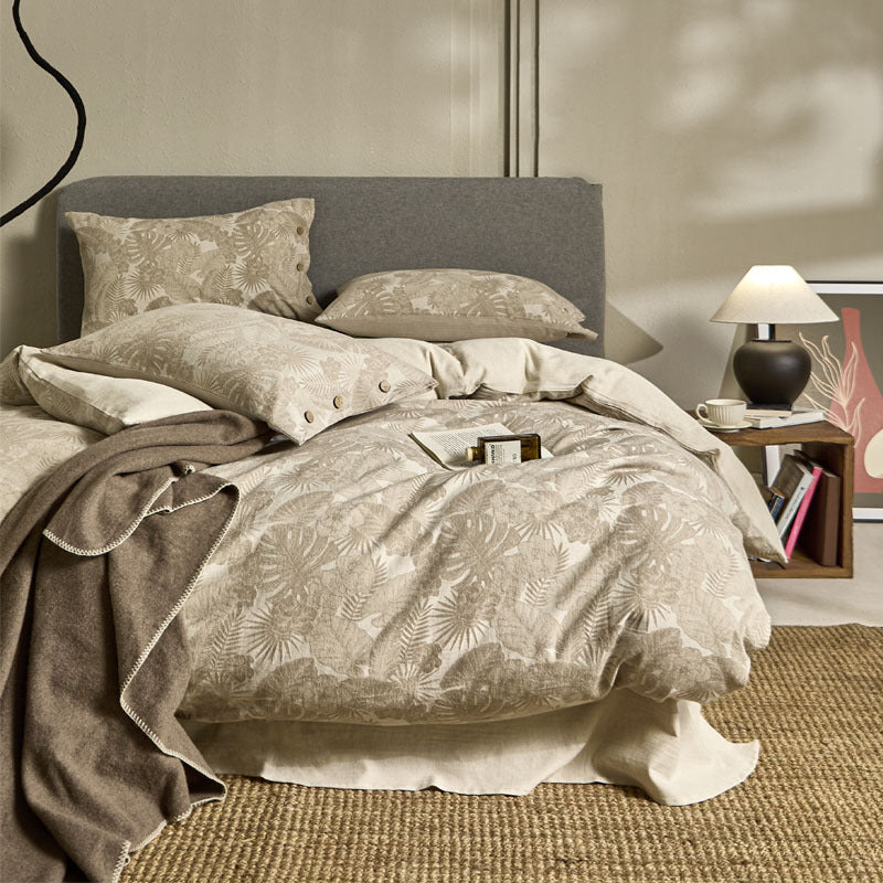Single Double Bed Sheets Washed Four-piece Set Simple Linen Bedding