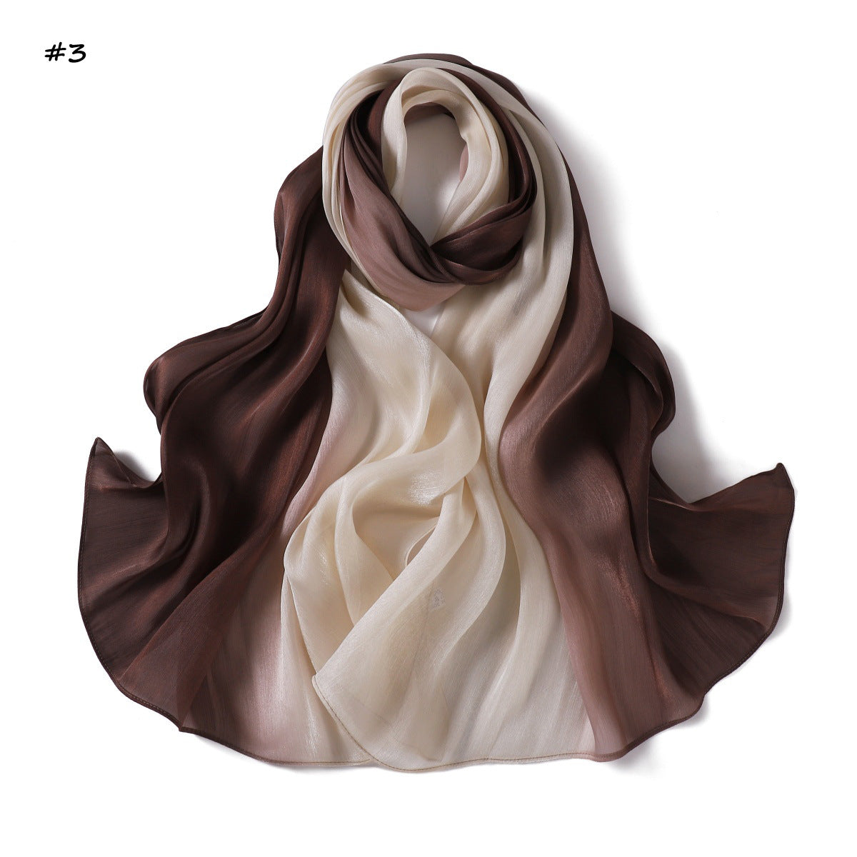 Gradient-colored Island Satin Crinkle Long Scarfnecktie