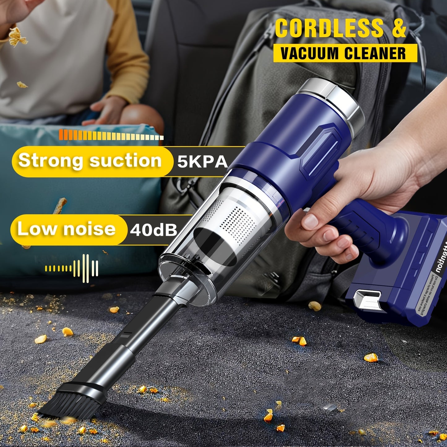 Powerful Car Vacuum Cleaner with Wireless Convenience, Ideal for Collecting Dust in Vehicles And Homes. Great for Automotive Use, It Effectively Cleans Gaps And Is Suitable for Cars, Rvs, Kitchens, Floors, And Various Other C