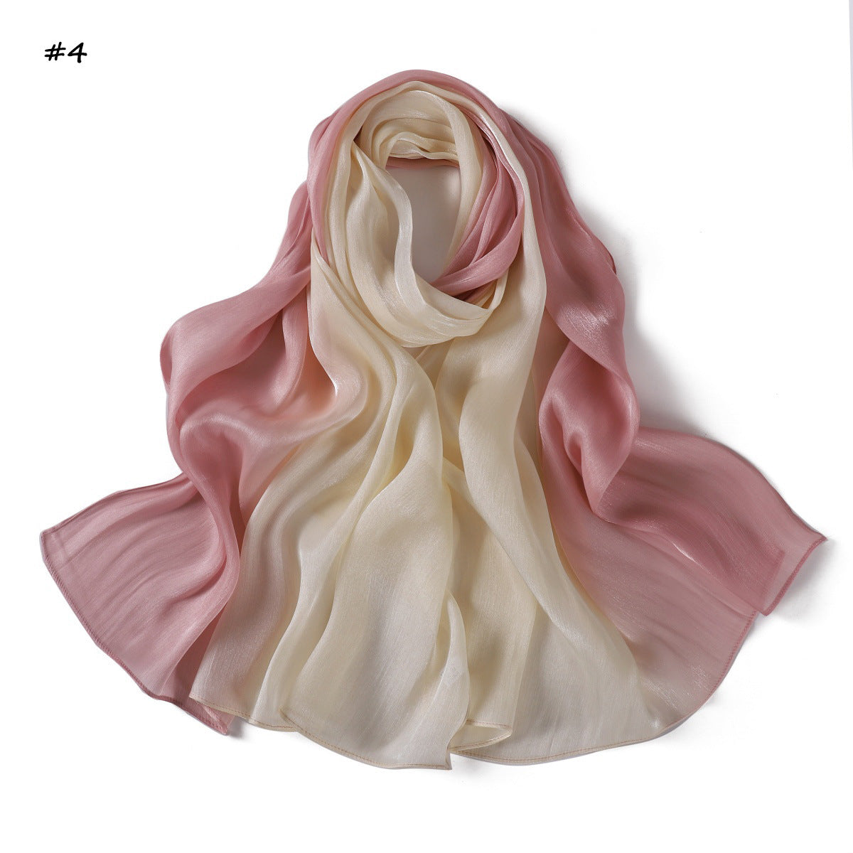 Gradient-colored Island Satin Crinkle Long Scarfnecktie
