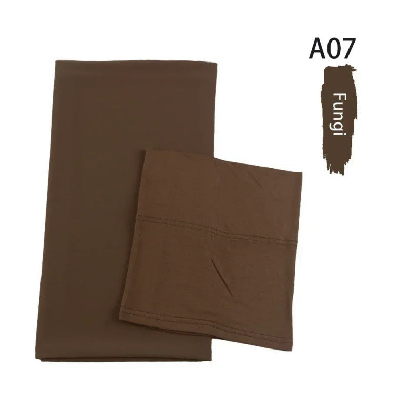 Same-color Chiffon Headscarf And Base Cap Set
