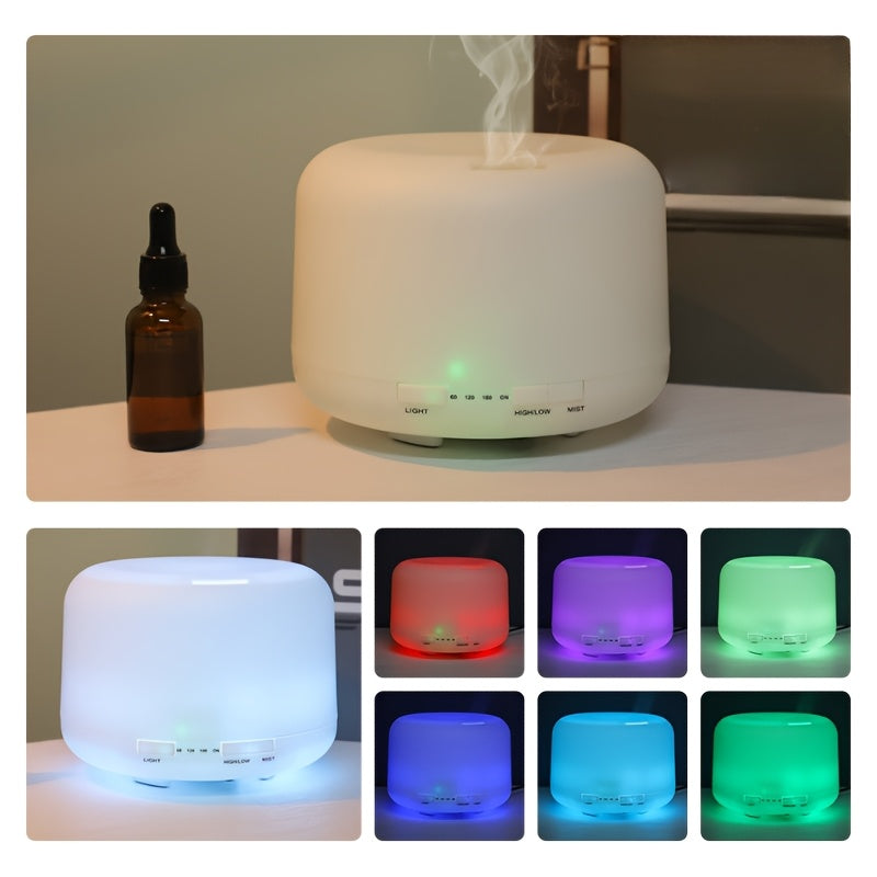 [Essential Oil Diffuser] 500ml Essential Oil Diffuser with Remote Control & LED Lamp - USB-Powered Aroma Humidifier for Home, Office, Spa - Quiet Operation, Safe Low Voltage (36V), Compact Design - Compatible with Essential O