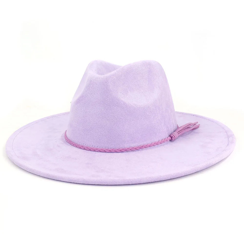 Vegan suede hat belt accessories heart-shaped wide-brimmed fedora hat for men and women felt jazz hat classic chapeau femme