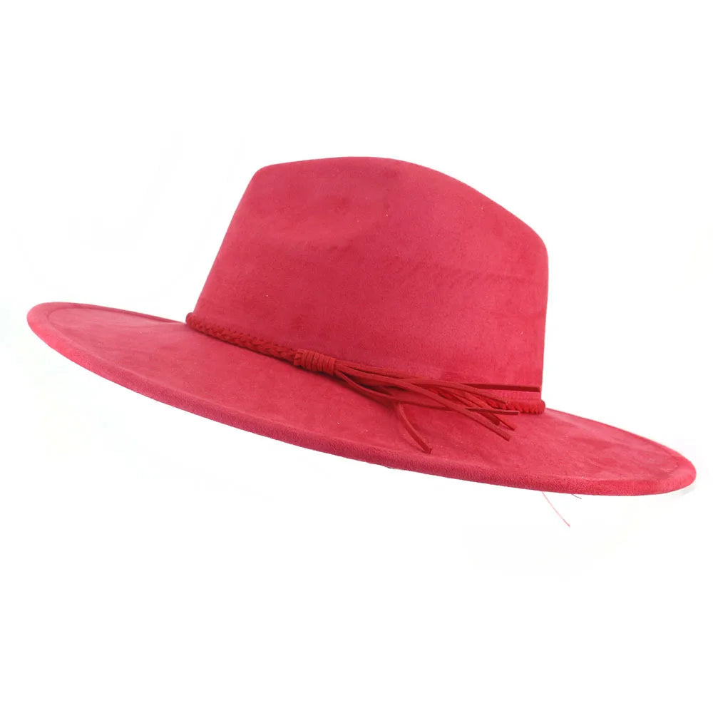 Vegan suede hat belt accessories heart-shaped wide-brimmed fedora hat for men and women felt jazz hat classic chapeau femme