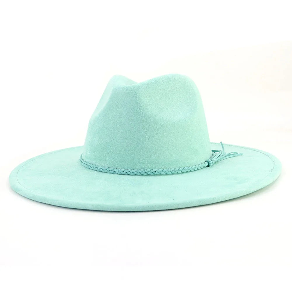 Vegan suede hat belt accessories heart-shaped wide-brimmed fedora hat for men and women felt jazz hat classic chapeau femme