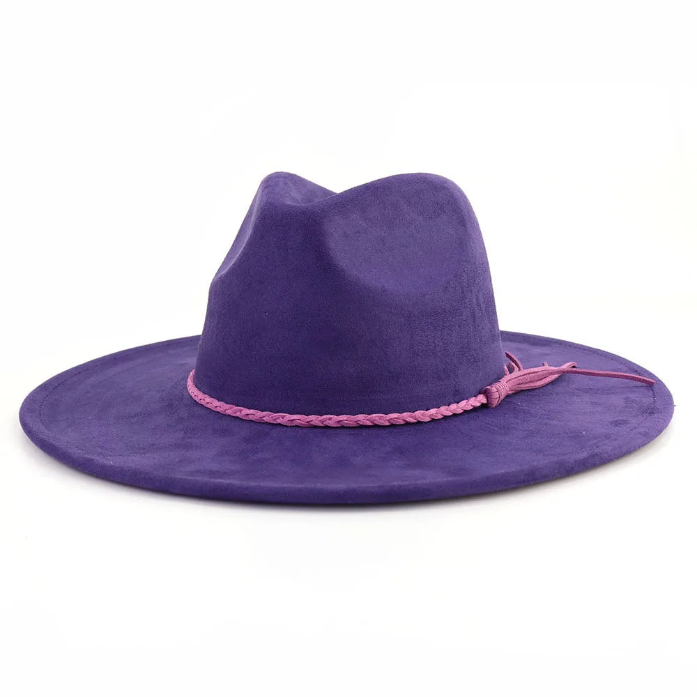 Vegan suede hat belt accessories heart-shaped wide-brimmed fedora hat for men and women felt jazz hat classic chapeau femme