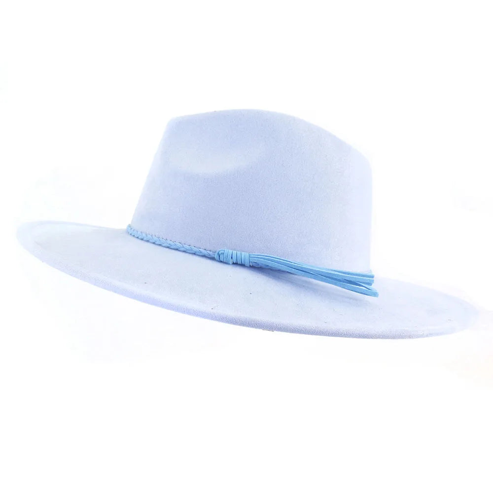 Vegan suede hat belt accessories heart-shaped wide-brimmed fedora hat for men and women felt jazz hat classic chapeau femme