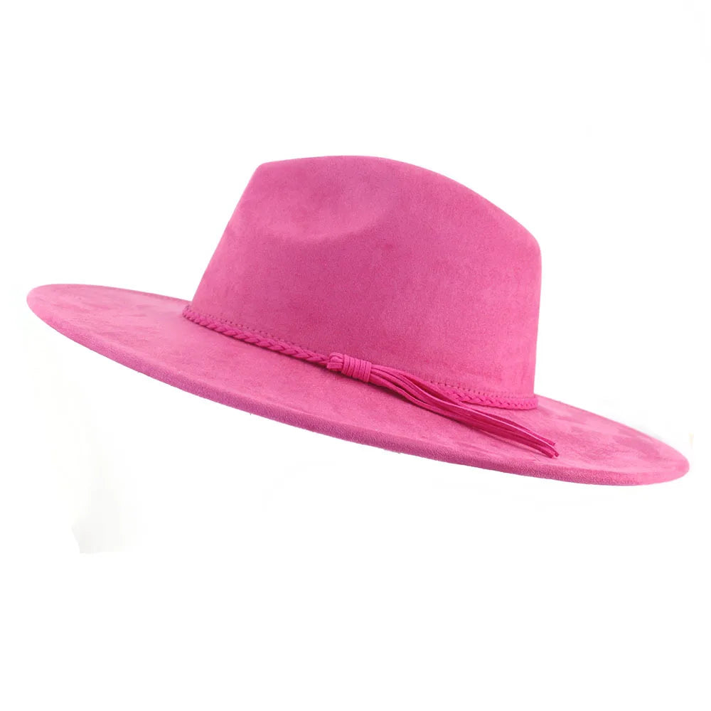 Vegan suede hat belt accessories heart-shaped wide-brimmed fedora hat for men and women felt jazz hat classic chapeau femme