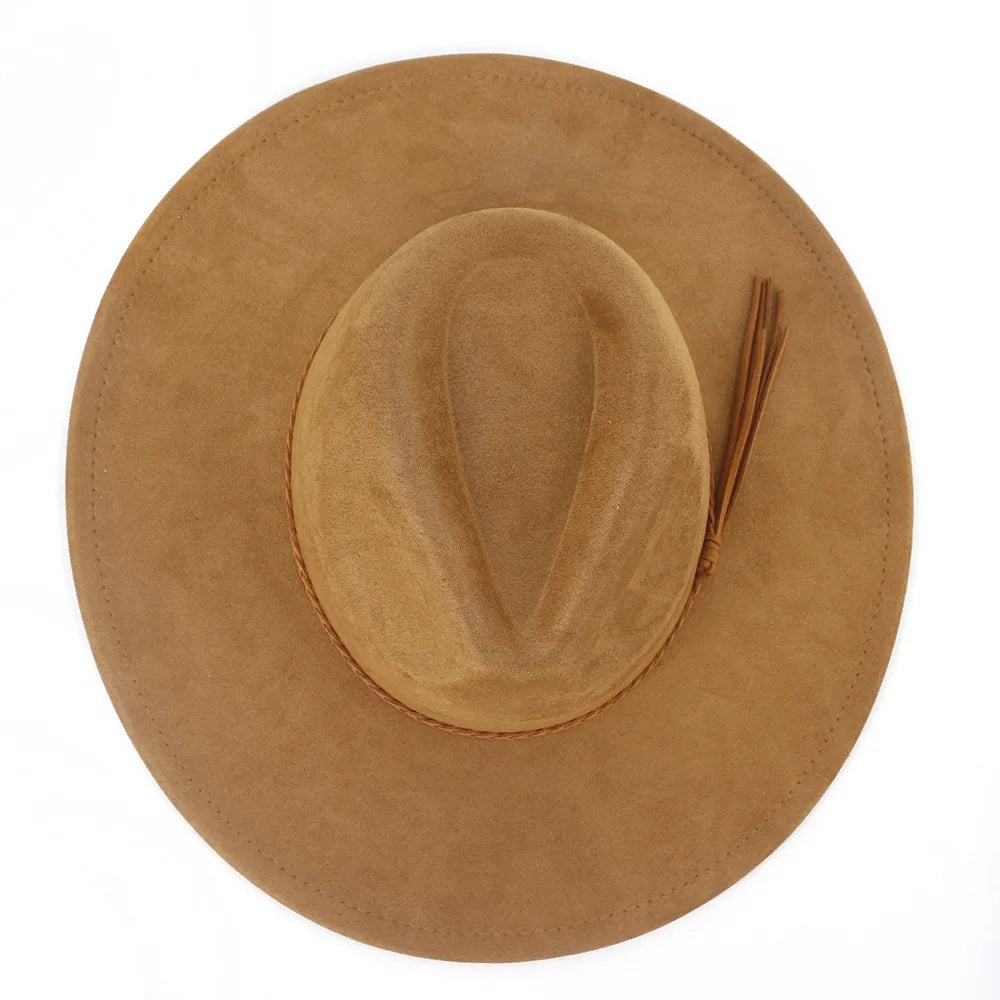 Vegan suede hat belt accessories heart-shaped wide-brimmed fedora hat for men and women felt jazz hat classic chapeau femme