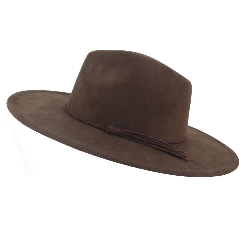 Vegan suede hat belt accessories heart-shaped wide-brimmed fedora hat for men and women felt jazz hat classic chapeau femme