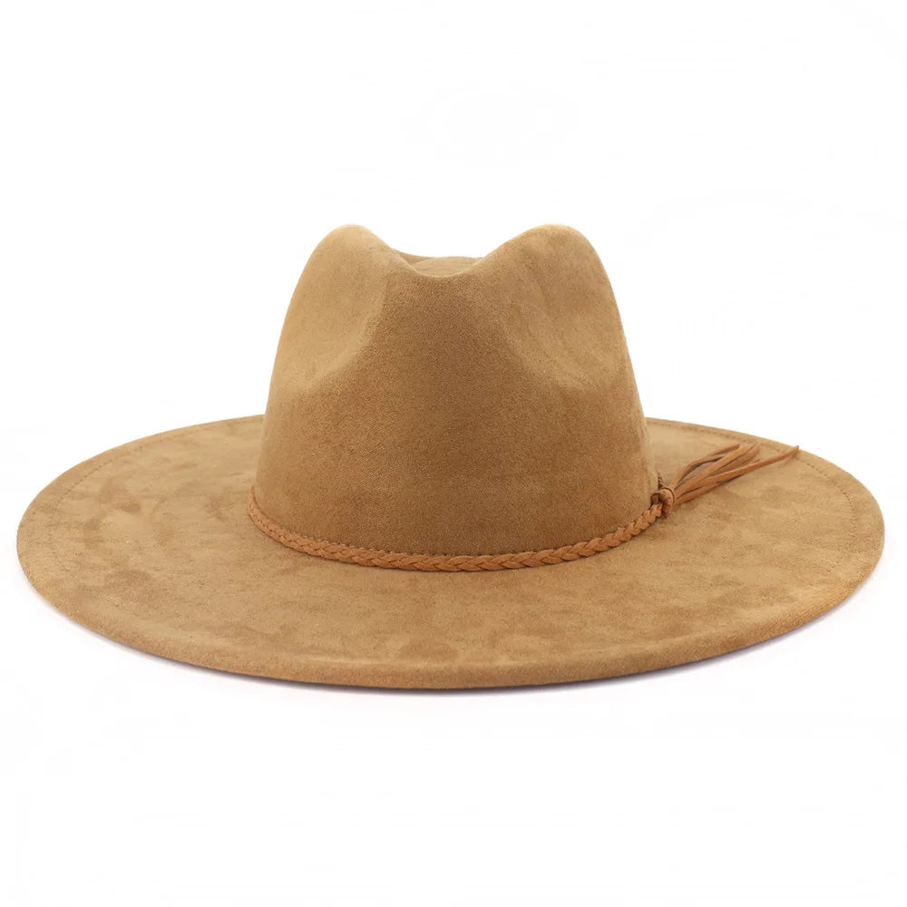 Vegan suede hat belt accessories heart-shaped wide-brimmed fedora hat for men and women felt jazz hat classic chapeau femme