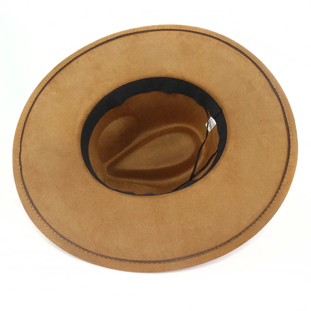 Vegan suede hat belt accessories heart-shaped wide-brimmed fedora hat for men and women felt jazz hat classic chapeau femme