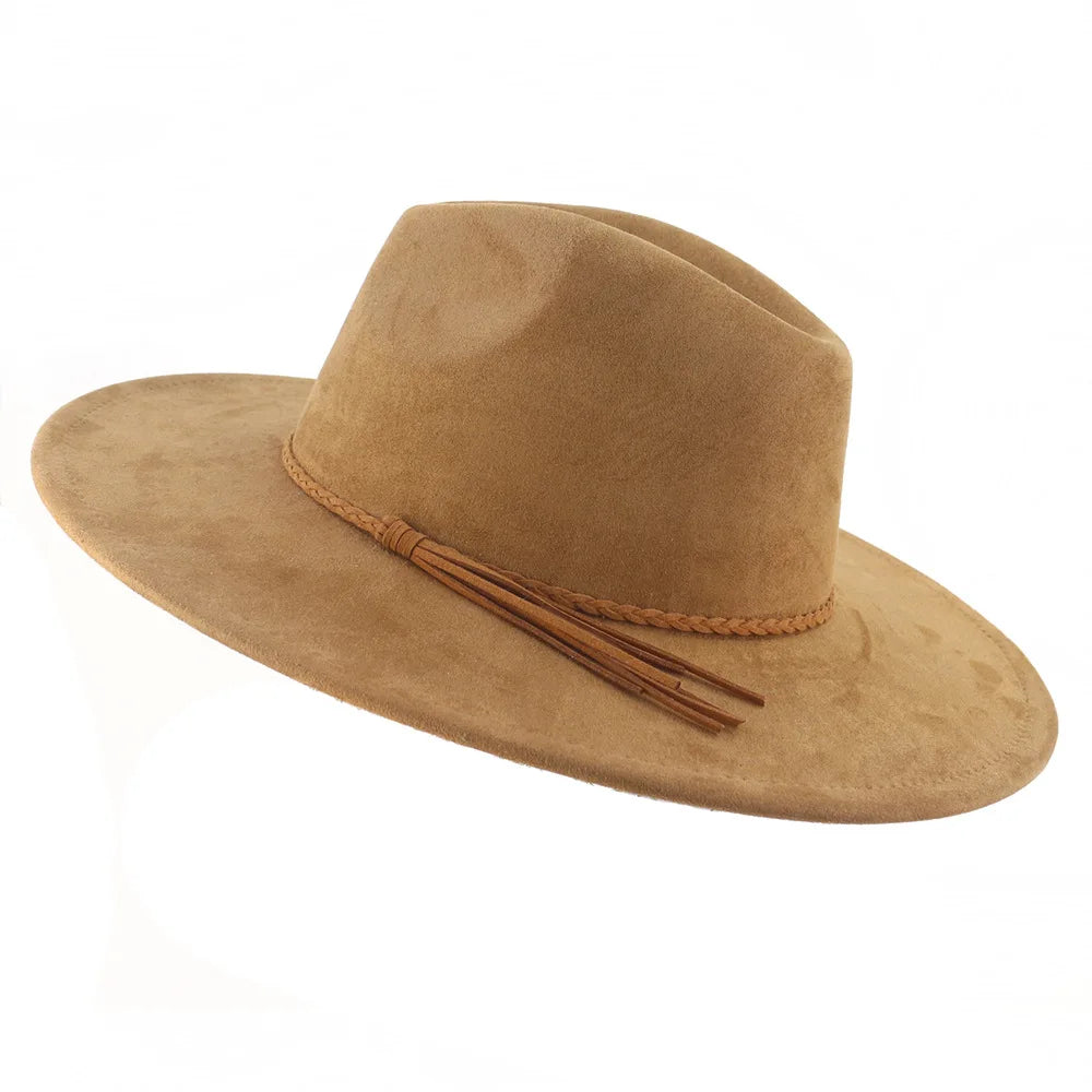 Vegan suede hat belt accessories heart-shaped wide-brimmed fedora hat for men and women felt jazz hat classic chapeau femme