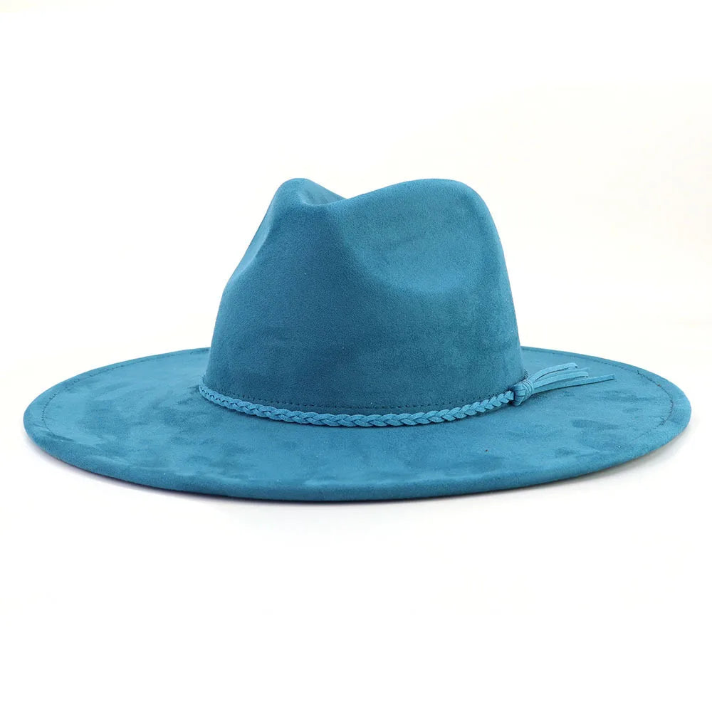 Vegan suede hat belt accessories heart-shaped wide-brimmed fedora hat for men and women felt jazz hat classic chapeau femme