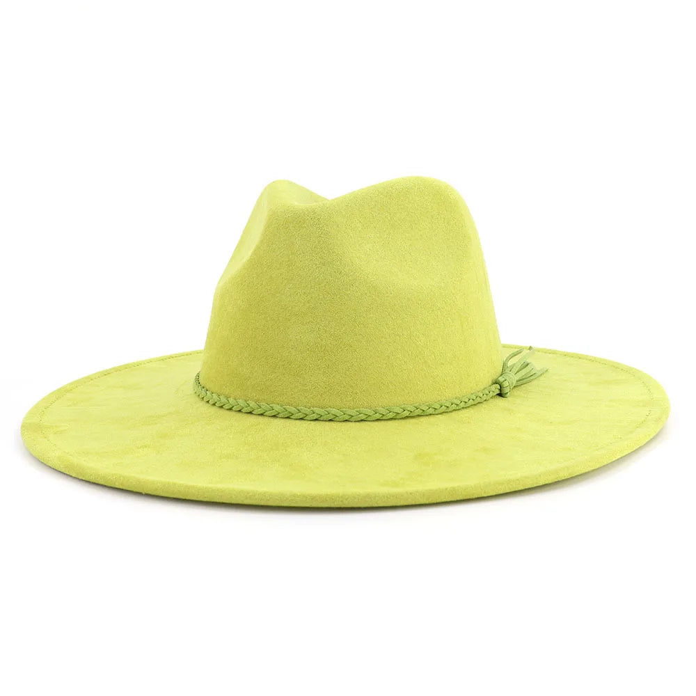 Vegan suede hat belt accessories heart-shaped wide-brimmed fedora hat for men and women felt jazz hat classic chapeau femme