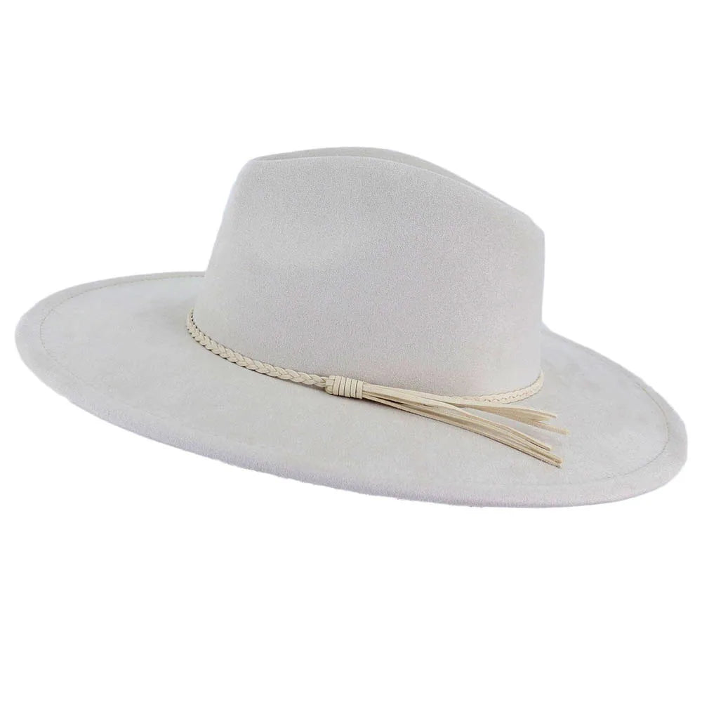 Vegan suede hat belt accessories heart-shaped wide-brimmed fedora hat for men and women felt jazz hat classic chapeau femme