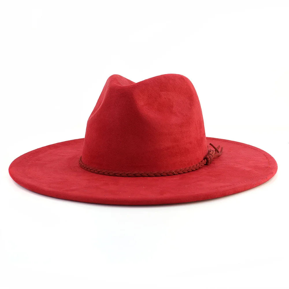 Vegan suede hat belt accessories heart-shaped wide-brimmed fedora hat for men and women felt jazz hat classic chapeau femme