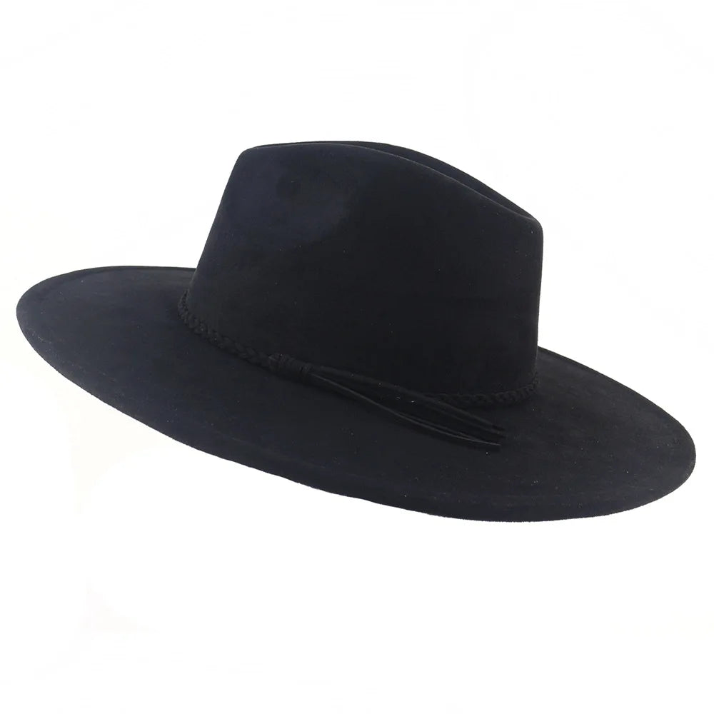 Vegan suede hat belt accessories heart-shaped wide-brimmed fedora hat for men and women felt jazz hat classic chapeau femme