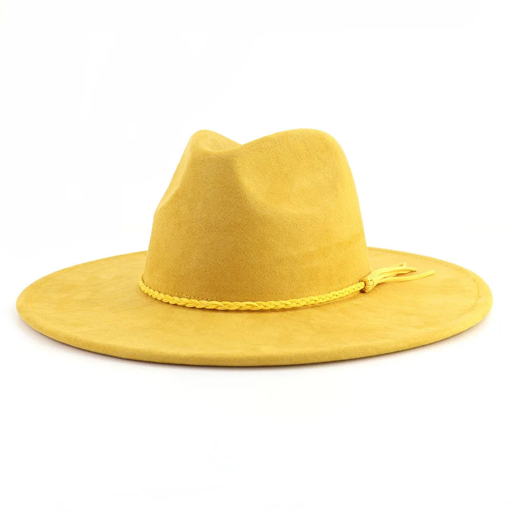 Vegan suede hat belt accessories heart-shaped wide-brimmed fedora hat for men and women felt jazz hat classic chapeau femme