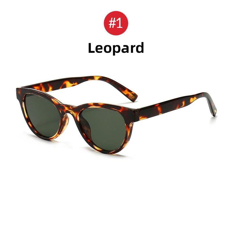 VIVIBEE 2026 Cat Eye Sunglasses Women Leopard Frame Retro Cateye Summer Jasper Green Lens Vintage Female Small Sun Glasses