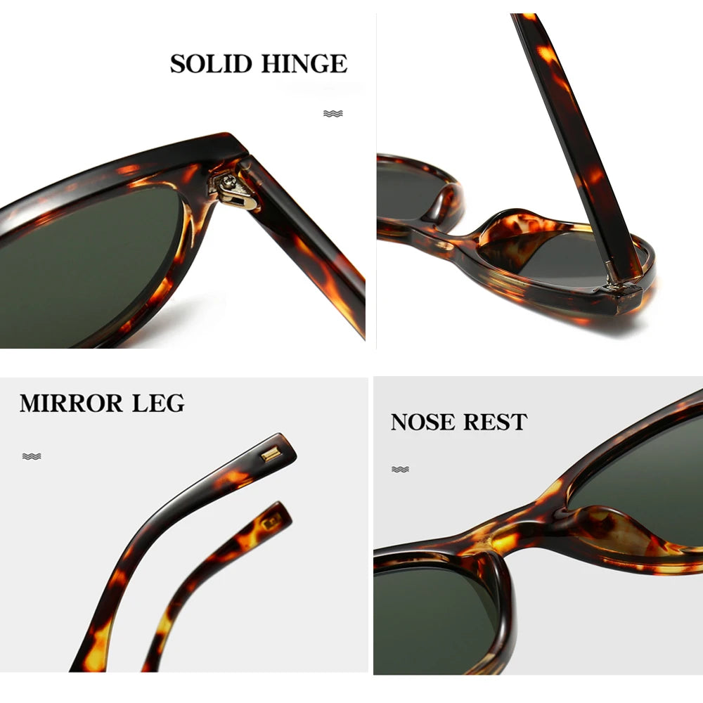 VIVIBEE 2026 Cat Eye Sunglasses Women Leopard Frame Retro Cateye Summer Jasper Green Lens Vintage Female Small Sun Glasses