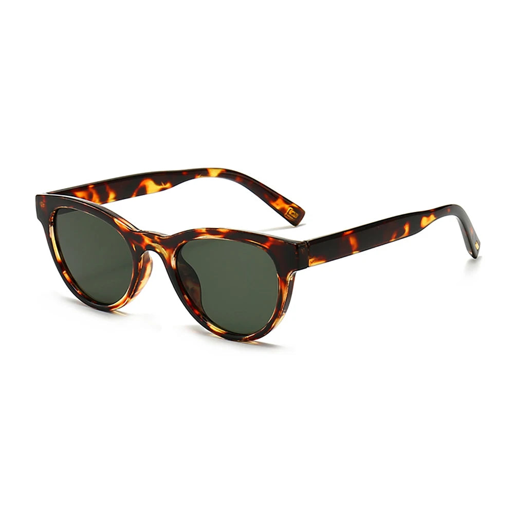 VIVIBEE 2026 Cat Eye Sunglasses Women Leopard Frame Retro Cateye Summer Jasper Green Lens Vintage Female Small Sun Glasses