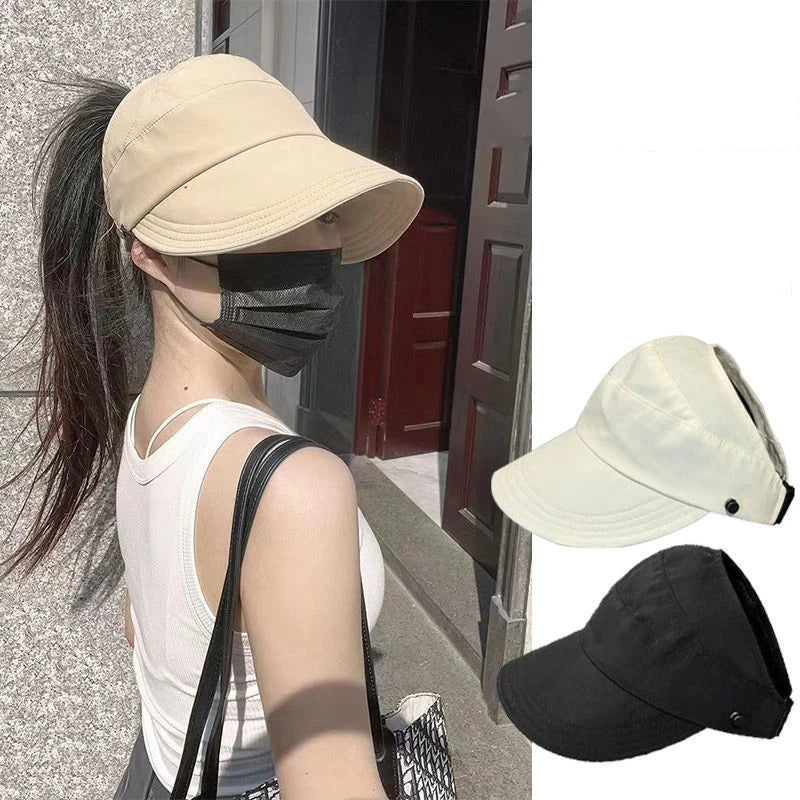Celebrity-style sun hat, face shield, UV protection, versatile and can be tied in a ponytail