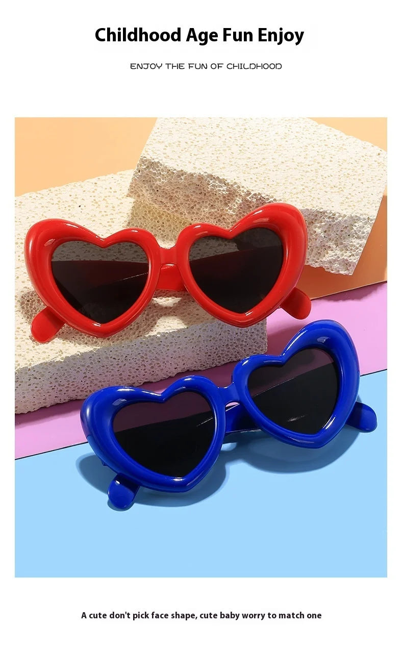 2024 New Children's Sunglasses And Funny Inflatable, Cute Heart Shaped Sunglasses, Female Instagram, Concave Shape