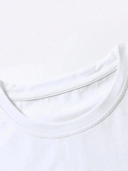 Cotton 2025 New Summer T-shirt Women's Elastic Women's Clothing Oversized Top White T-shirt Loose Women's Short-sleeved T-shirt