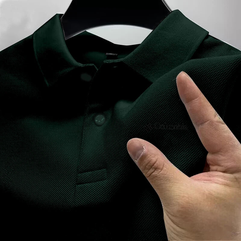 Summer must-have men's golf polo shirt, high availability solid color men's fashionable casual buttons